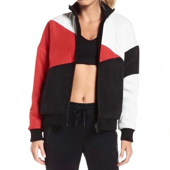 Alala Arcs Reversible Sherpa Bomber Jacket Womens Size XS Black Red White Retro - Picture 3 of 16